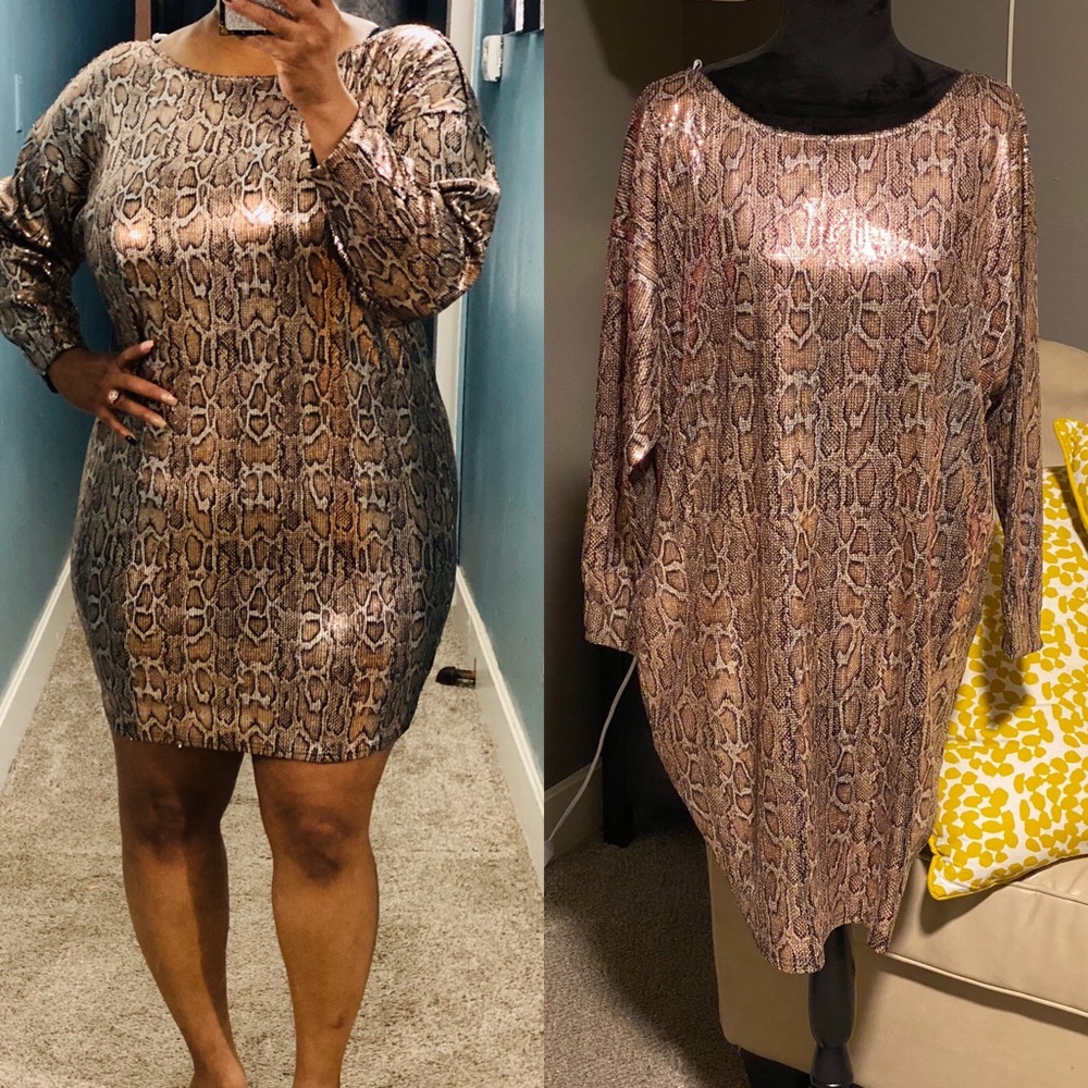 Eloquii Snake Print Sequin dress